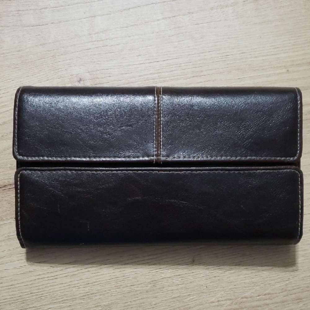 Elegant Dark Brown Leather Clutch/Wallet